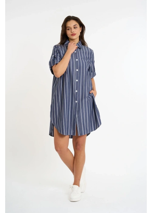 Striped short-sleeve shirt | Anthracite