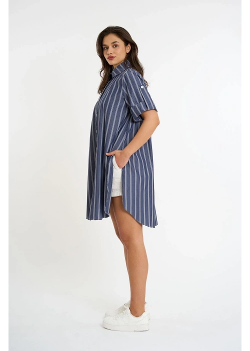 Striped short-sleeve shirt | Anthracite