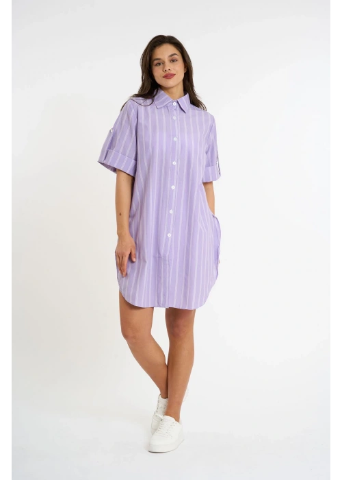 Striped short-sleeve shirt | Lilac