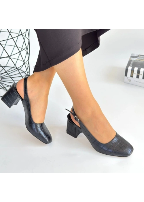 Sveta Siyah Cilt Topuklu Ayakkabı