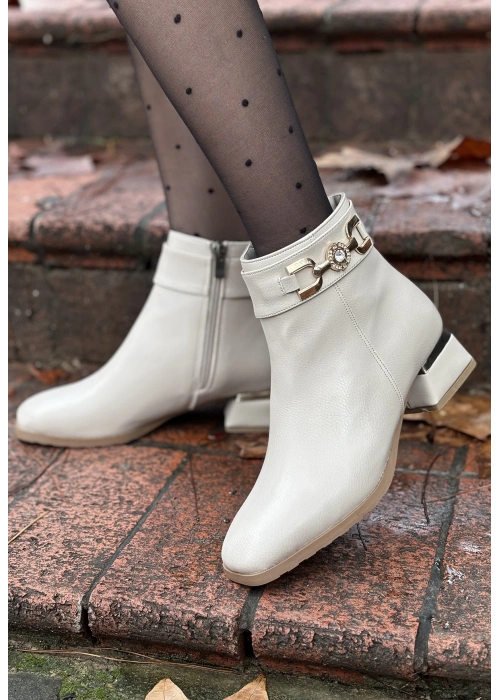 Terci Bej Cilt Topuklu Bot