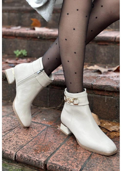 Terci Bej Cilt Topuklu Bot