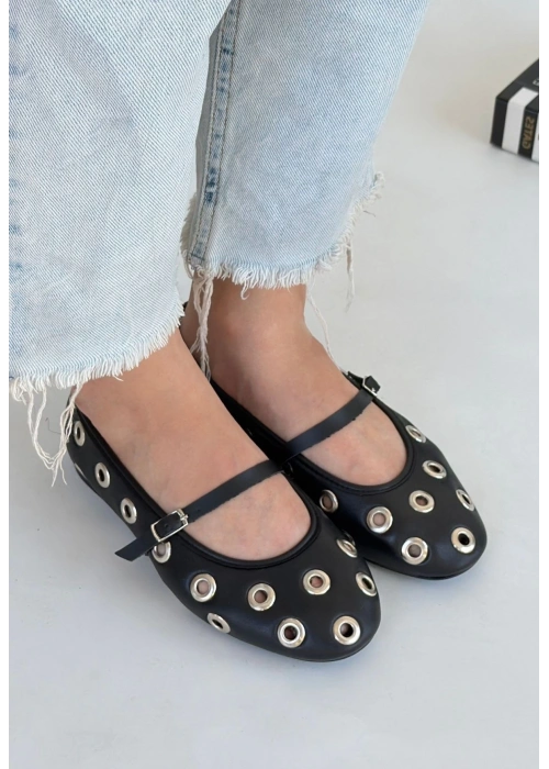 Tinta Siyah Cilt Babet Ayakkabı