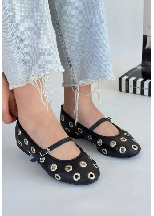 Tinta Siyah Cilt Babet Ayakkabı