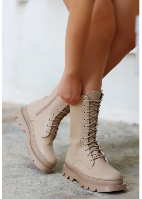 Toir Nude Cilt Bağcıklı Postal