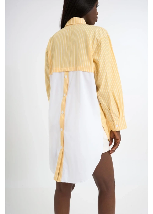 triped Garnished Shirt | Yellow