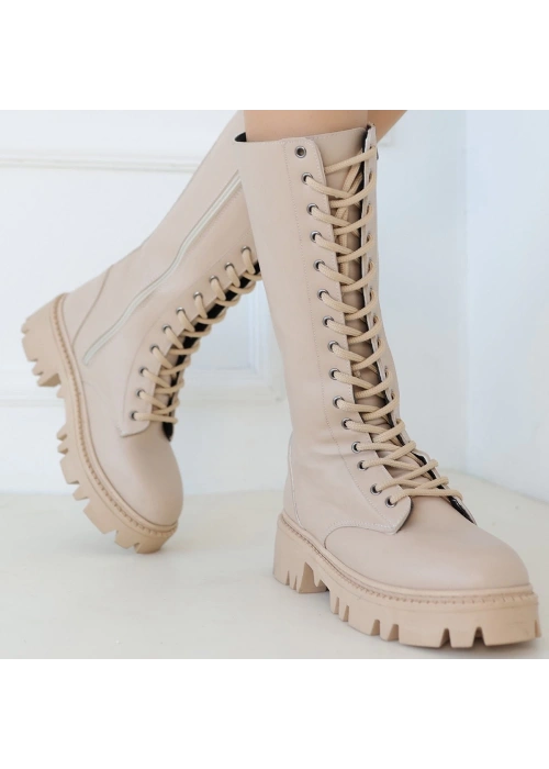 Uliza Nude Cilt Bağcıklı Çizme