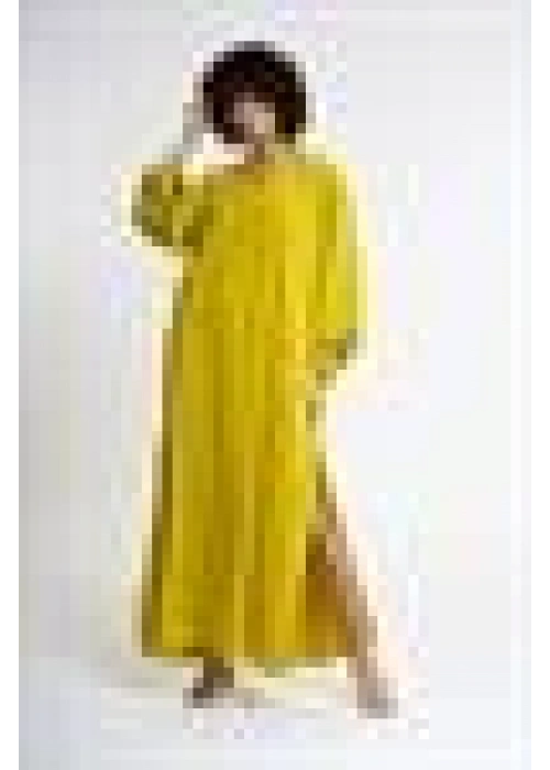 V-Neck Slit Dress | Oil Green