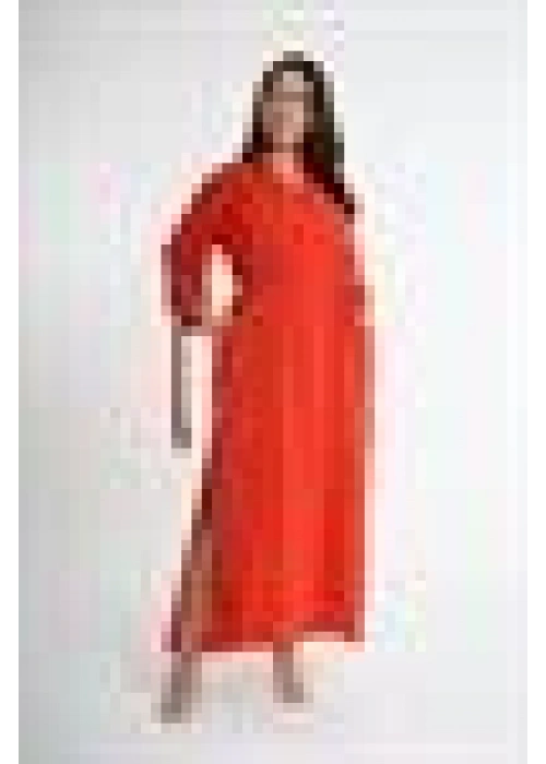 V-Neck Slit Dress | Orange