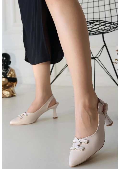 Wipa Bej Cilt Topuklu Ayakkabı