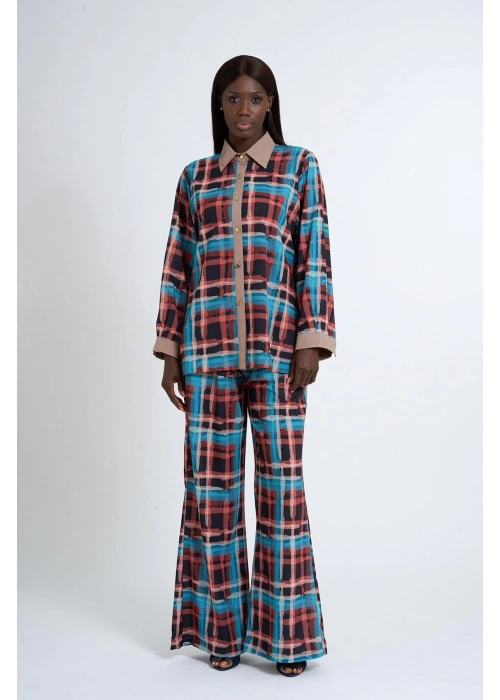 Womens Blue Patterned Suit