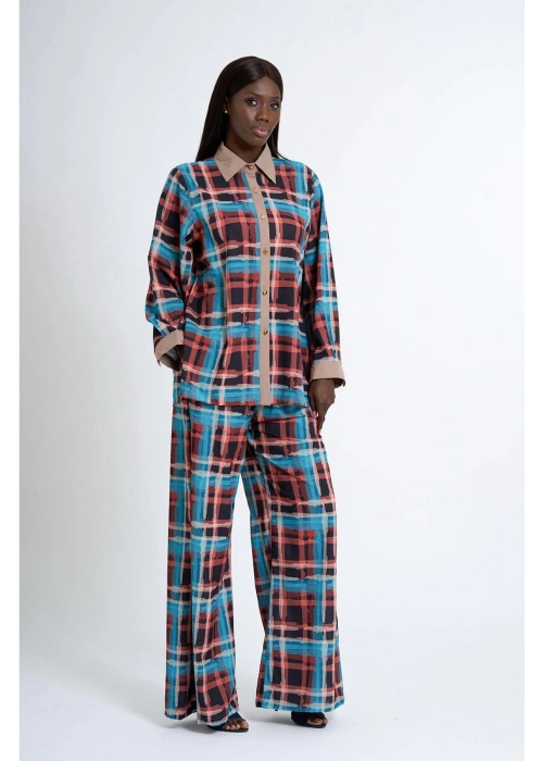 Womens Blue Patterned Suit