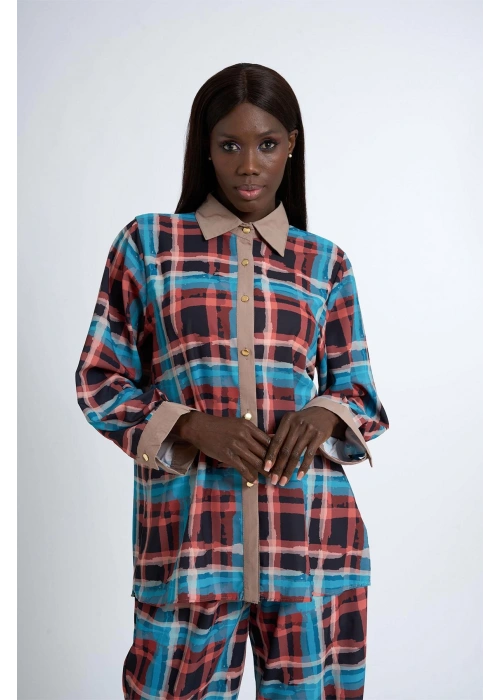 Womens Blue Patterned Suit