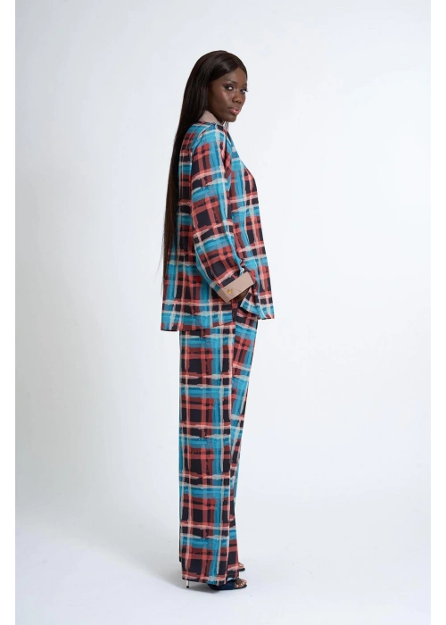 Womens Blue Patterned Suit