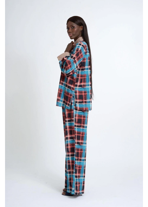 Womens Blue Patterned Suit