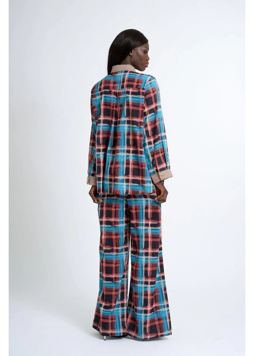 Womens Blue Patterned Suit