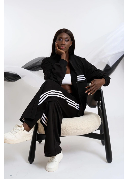 Womens Striped Tracksuit | Black