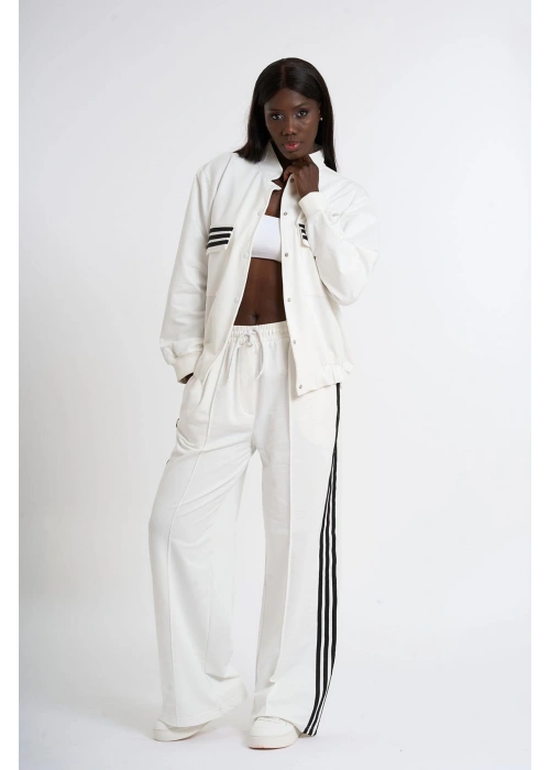 Womens Striped Tracksuit | White