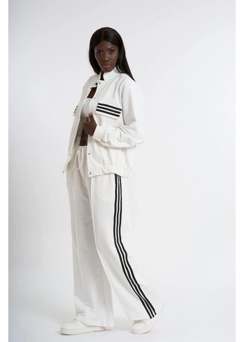 Womens Striped Tracksuit | White