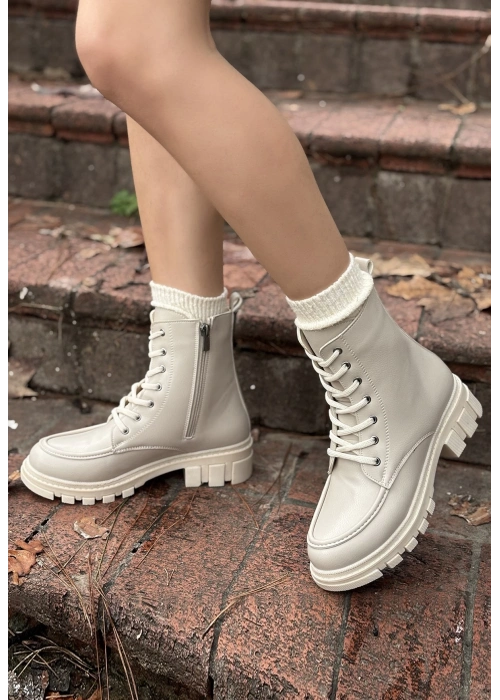 Yuran Bej Cilt Bağcıklı Bot