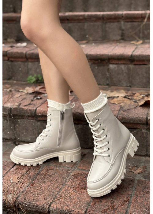 Yuran Bej Cilt Bağcıklı Bot