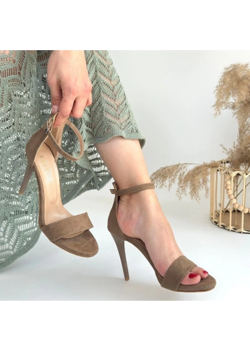 Zeoni Vizon Süet Topuklu Ayakkabı