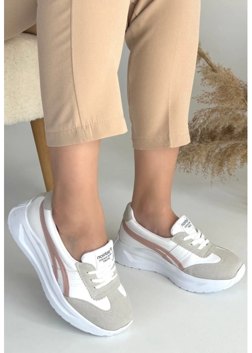 Zitta Beyaz Cilt Pudra Detaylı Spor Ayakkabı