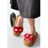 Jude Kırmızı Cilt Ayıcıklı Terlik