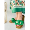 Jude Yeşil Cilt Ayıcıklı Terlik