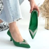 Mekta Yeşil Cilt Topuklu Ayakkabı