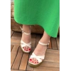 Minna Bej Cilt Dolgu Topuk Sandalet