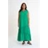 Ruffle Detailed Zero Sleeve Long Dress | Green