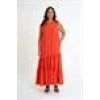 Ruffle Detailed Zero Sleeve Long Dress | Orange