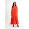 Ruffle Detailed Zero Sleeve Long Dress | Orange