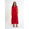 Ruffle Detailed Zero Sleeve Long Dress | Red