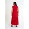 Ruffle Detailed Zero Sleeve Long Dress | Red