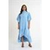Shirt Dress with Ruffled Sleeves | Blue