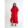 Shirt Dress with Ruffled Sleeves | Red