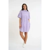 Striped Short Sleeve Long Shirt | Lilac