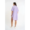 Striped Short Sleeve Long Shirt | Lilac