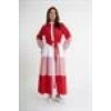 Üç renkli orta çizgili elbise RED