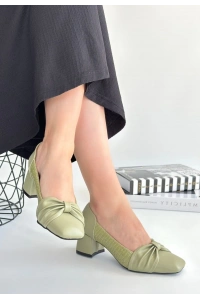 Agnet Yeşil Cilt Topuklu Ayakkabı