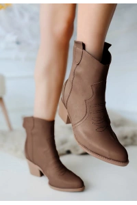 Akver Kahverengi Cilt Topuklu Bot