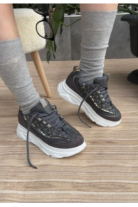 Aleid Gri Cilt Bağcıklı Spor Ayakkabı