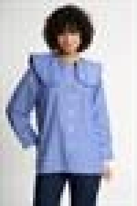 Baby Collar Striped Shirt | Navyblue