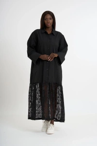 Black Dress with Lace Hem