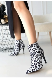 Blan Zebra Saten Topuklu Bot