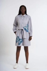 Bow Detailed Shorts Set | Gray