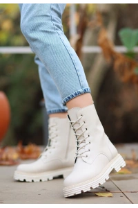 Bria Bej Cilt Bağcıklı Bot