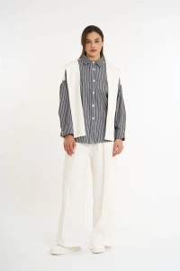 Cardigan-Look Detailed Set | Anthracite